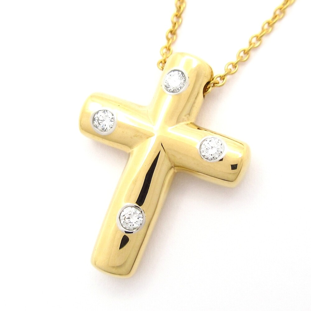 Tiffany & Co. Dot's Cross Necklace 18K Yellow Gold Diamond